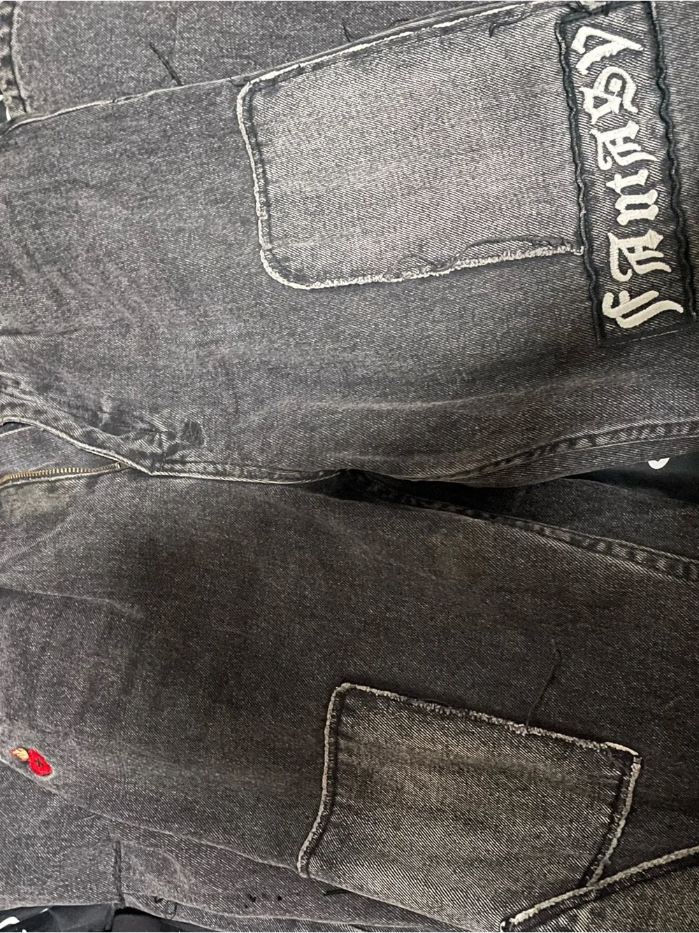 Ksubi Black Straight Men’s Jeans with Graphic Back Pocket